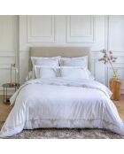 Housse de couette en percale de coton brodée uni blanche