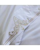 Housse de couette en percale de coton brodée uni blanche