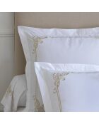 Housse de couette en percale de coton brodée uni blanche