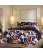 Funda nórdica y funda de almohada de satén de algodón Eclat de caramelo azul oscuro - 140x200 cm