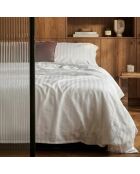 Drap plat en satin de coton rayure tissé dobby Jacquard blanc