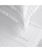Drap plat en satin de coton rayure tissé dobby Jacquard blanc