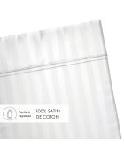 Drap plat en satin de coton rayure tissé dobby Jacquard blanc