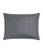 Set de 2 taies d'oreiller en satin de coton rayure tissé dobby Jacquard gris foncé - 50x70 cm