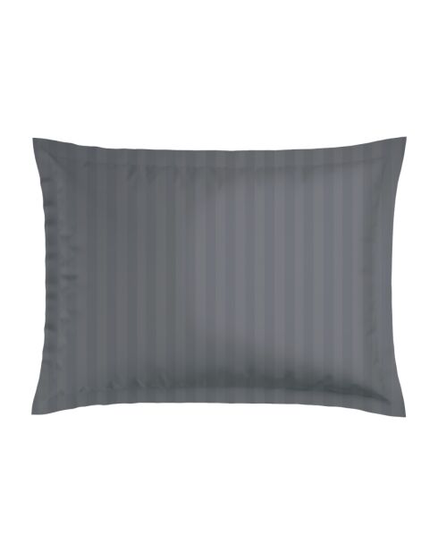 Set de 2 taies d'oreiller en satin de coton rayure tissé dobby Jacquard gris foncé - 50x70 cm
