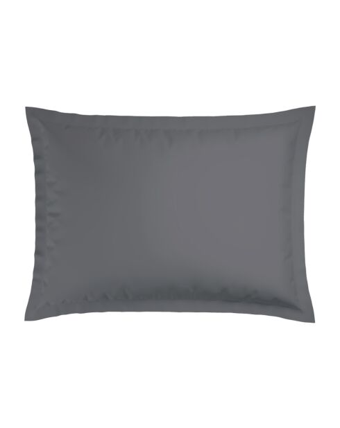 Set de 2 taies d'oreiller en satin de coton rayure tissé dobby Jacquard gris foncé - 50x70 cm