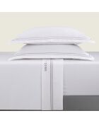 Schönes rechteckiges Mini-Kissenbezug-Set aus Baumwollsatin in Grau/Weiß — 150 x 200 cm