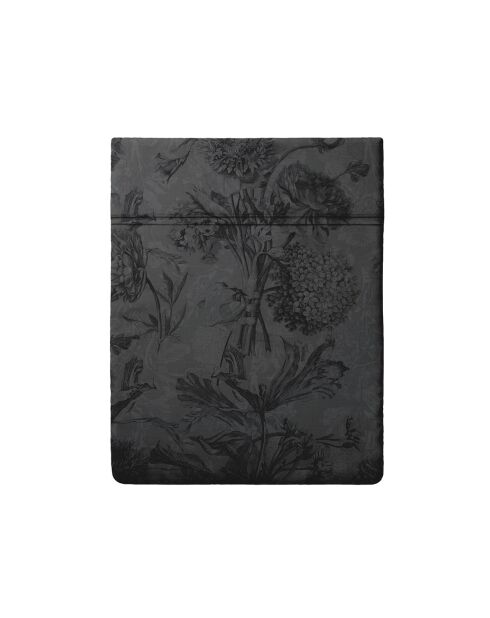 Drap plat en satin de coton Toile Fleurie gris foncé