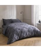 Drap plat en satin de coton Toile Fleurie gris foncé