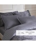 Drap plat en satin de coton Toile Fleurie gris foncé