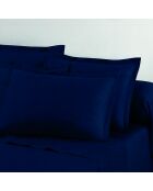 Set de 2 taies d'oreiller en satin de coton Nuit fleurie bleu 11 - 2x(50x70 cm)