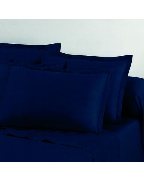 Set de 2 taies d'oreiller en satin de coton Nuit fleurie bleu 11 - 2x(50x70 cm)
