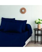 Set de 2 taies d'oreiller en satin de coton Nuit fleurie bleu 11 - 2x(50x70 cm)
