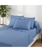 Lakenset Mini rechthoekig kussensloop van katoensatijn Uni 1 baratta blauw 05 - 150x200 cm