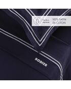 Bel set di mini federe rettangolari in raso di cotone bianco/blu scuro - 150x200 cm