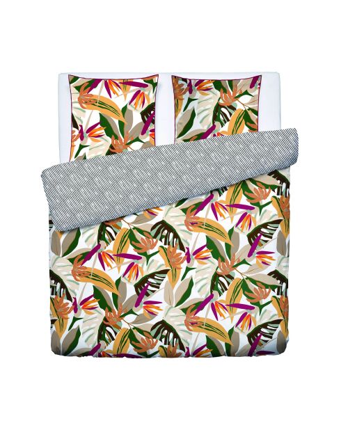 Housse de couette + 2 taies d'oreiller en satin de coton Papagayo orange