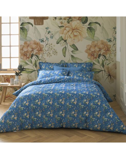 Belle de Nuit Kissenhülle aus Baumwollsatin, 43 x 210 cm, blau