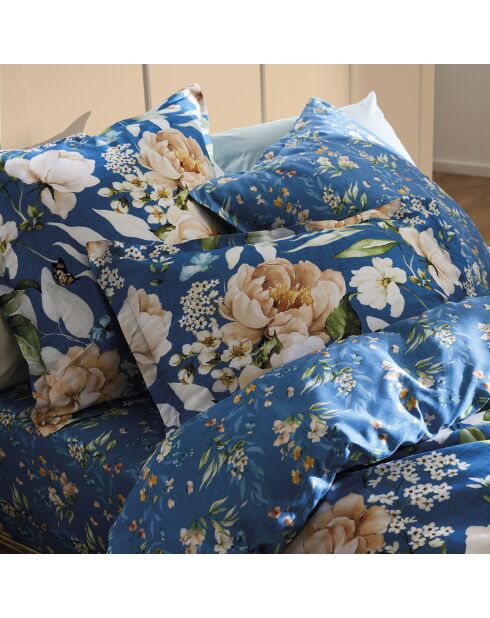 Belle de Nuit Kissenhülle aus Baumwollsatin, 43 x 210 cm, blau
