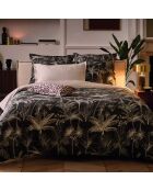 Housse de couette + taie d'oreiller 63x63 satin de coton Wild noires - 140x200 cm