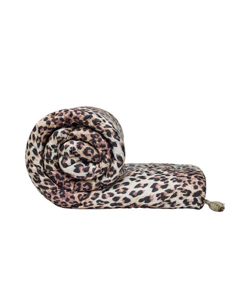 Trapunta con nappine in cotone satinato Elegance wild marrone chiaro - 140x200 cm