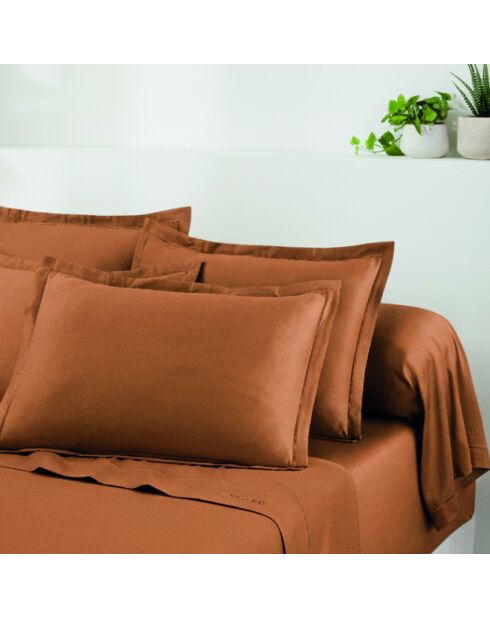 Bettlakenset Mini rechteckiger Kissenbezug aus Baumwollsatin Uni 1 baratta braun 01 - 150x200 cm