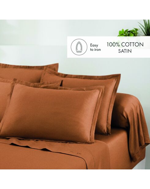 Bettlakenset Mini rechteckiger Kissenbezug aus Baumwollsatin Uni 1 baratta braun 01 - 150x200 cm
