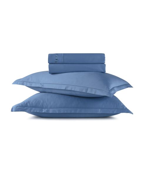 Set lakens van rechthoekig katoensatijn kussensloop Uni 1 baratta blauw 05 - 180x200 cm