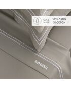 Ensemble de draps taie rectangle en satin de coton Nice blanc/taupe - 180x200 cm