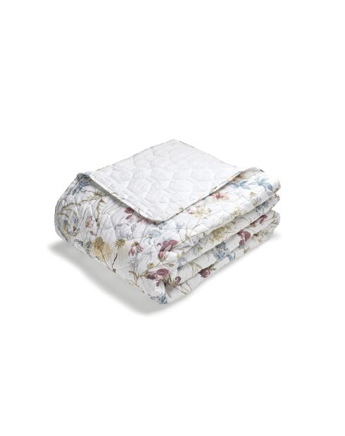 XL katoenen satijnen sprei Hummingbird singing wit - 220x250 cm