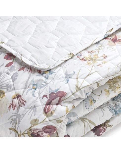 XL katoenen satijnen sprei Hummingbird singing wit - 220x250 cm