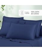 Set lakens van rechthoekig katoensatijn kussensloop Uni 1 baratta blauw 06 - 180x200 cm