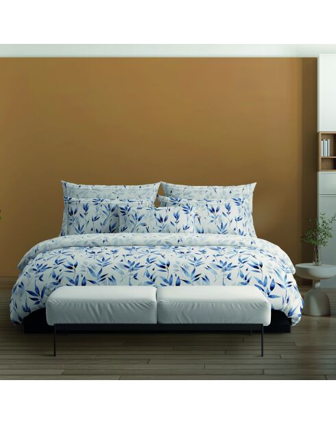 Whisper laken katoensatijn blauw en wit - 240x300 cm