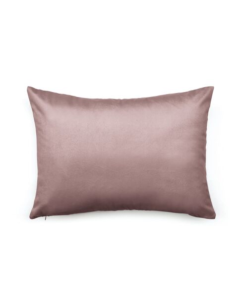 Fluwelen kussenhoes met oudroze bloemmotief - 30x50 cm