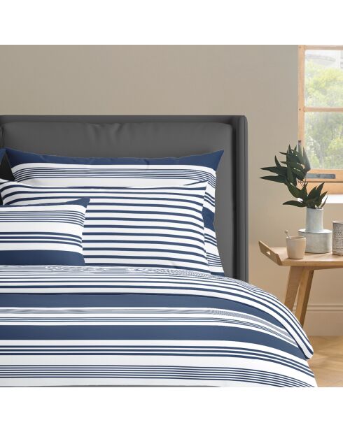 Set de 2 taies d'oreiller en satin de coton Léna bleu - 2x(50x70 cm)