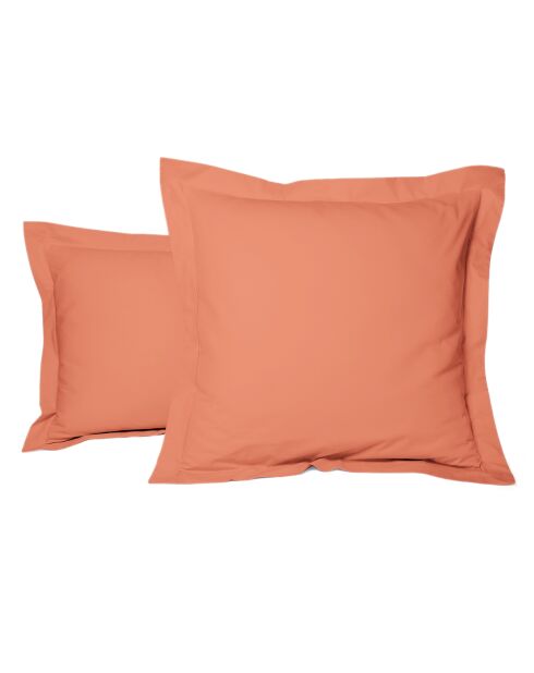 Taie d'oreiller carrée en percale de coton uni orange - 65x65cm