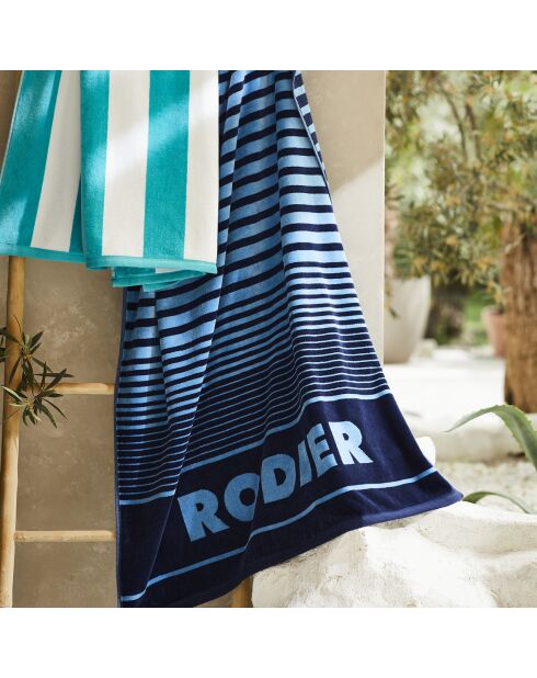 Serviette de plage Lino bleue - 90x180 cm