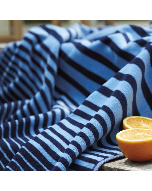 Serviette de plage Lino bleue - 90x180 cm