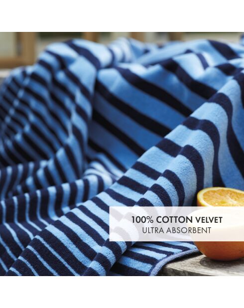 Serviette de plage Lino bleue - 90x180 cm