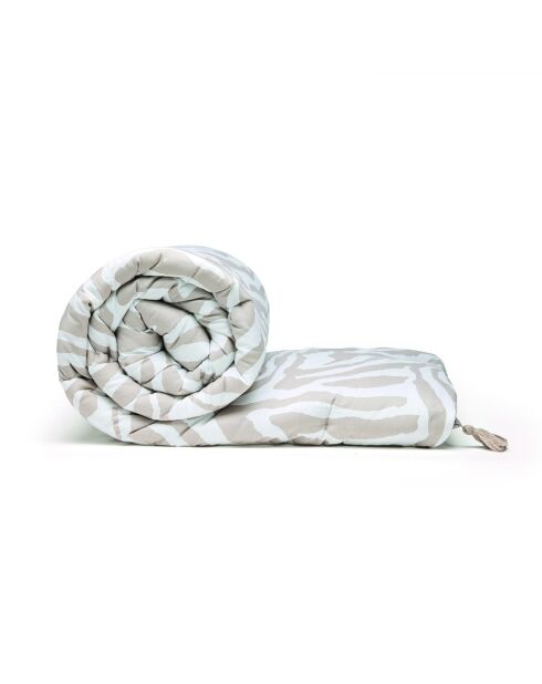 Édredon avec glands satin de coton Evasion zébrée taupe - 140x200 cm