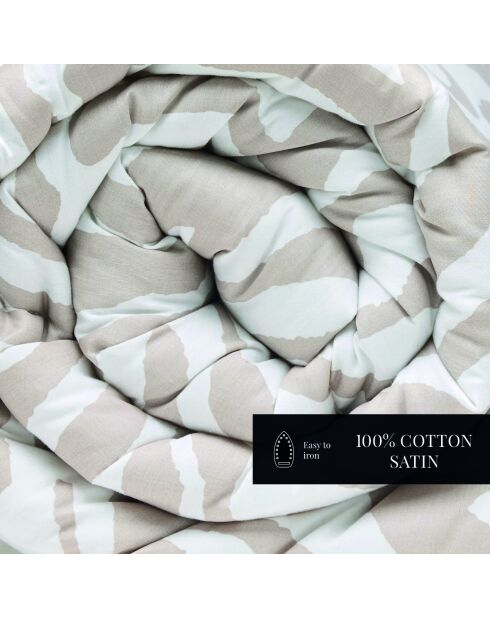 Édredon avec glands satin de coton Evasion zébrée taupe - 140x200 cm