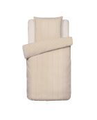 Housse de couette + taie d'oreiller en coton tissé teint Colombine taupe - 140x200 cm