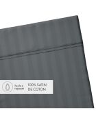 Drap plat en satin de coton dobby stripe Jacquard gris foncé