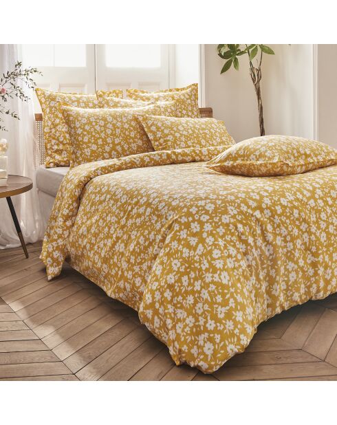 Drap plat en satin de coton Elégance jaune - 240x300 cm
