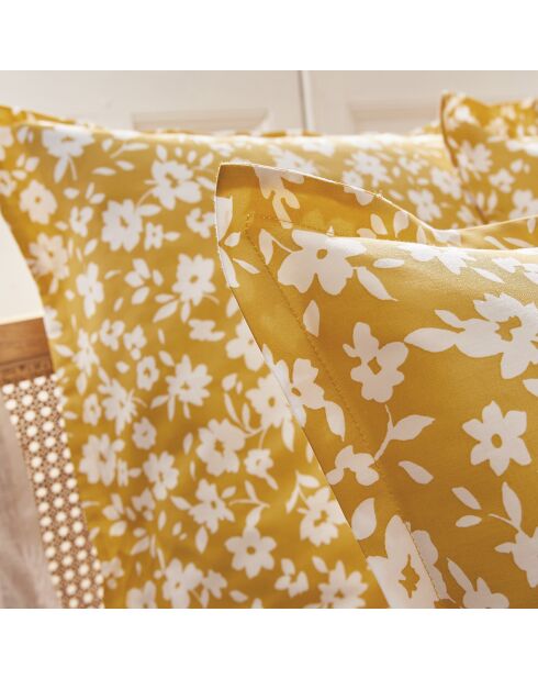 Drap plat en satin de coton Elégance jaune - 240x300 cm