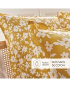 Drap plat en satin de coton Elégance jaune - 240x300 cm