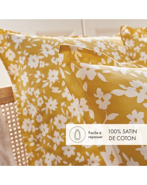 Drap plat en satin de coton Elégance jaune - 240x300 cm