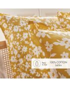 Drap plat en satin de coton Elégance jaune - 240x300 cm