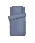 Funda de edredón y funda de almohada de satén de algodón a rayas azul Dobby Jacquard, 140 x 200 cm