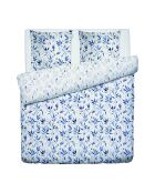 Housse de couette + taie d'oreiller en satin de coton Eclat bleu blanc - 240x220 cm