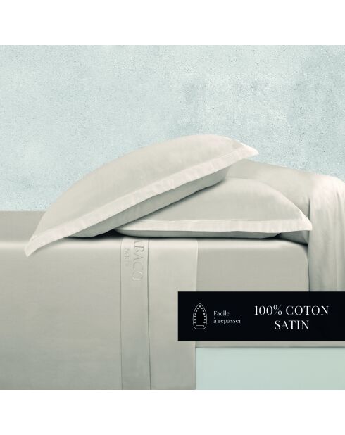 Ensemble de draps Maxi taie rectangle satin de coton Uni 1 baratta taupe 05